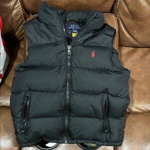 Polo by Ralph Lauren Kids Black Puffer Vest with Red Logo